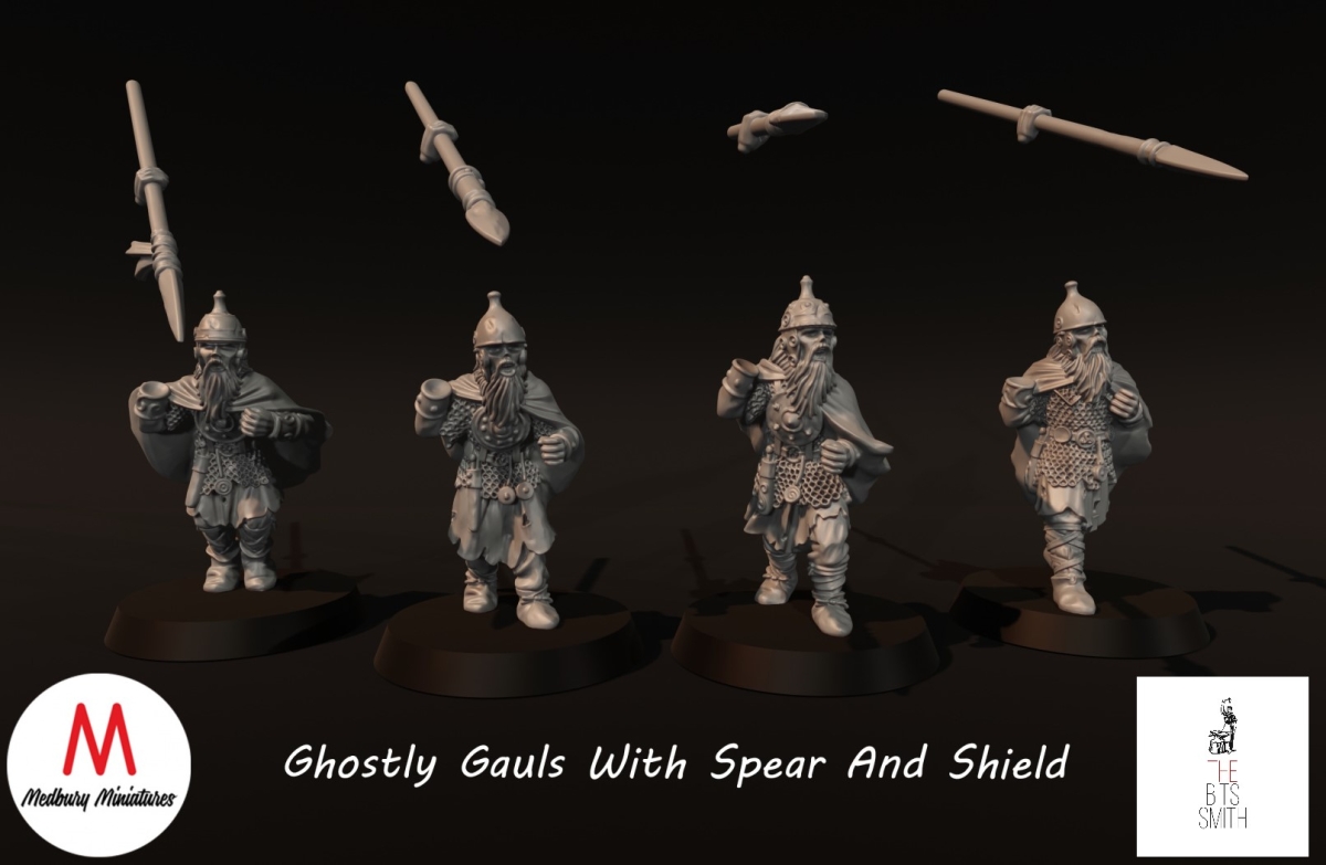 Ghostly Gauls with spear and shield